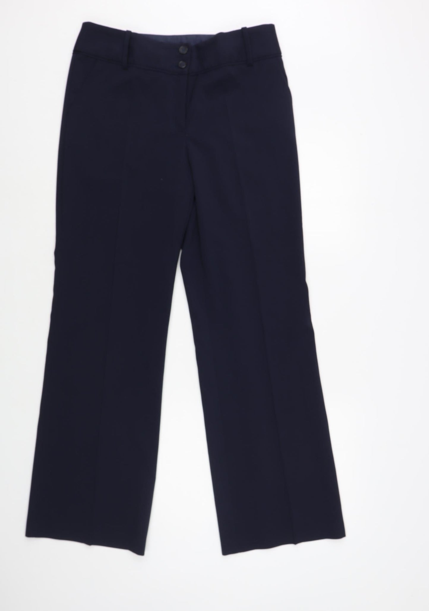 NEXT Womens Blue Polyester Dress Pants Trousers Size 12 L32 in Regular Button