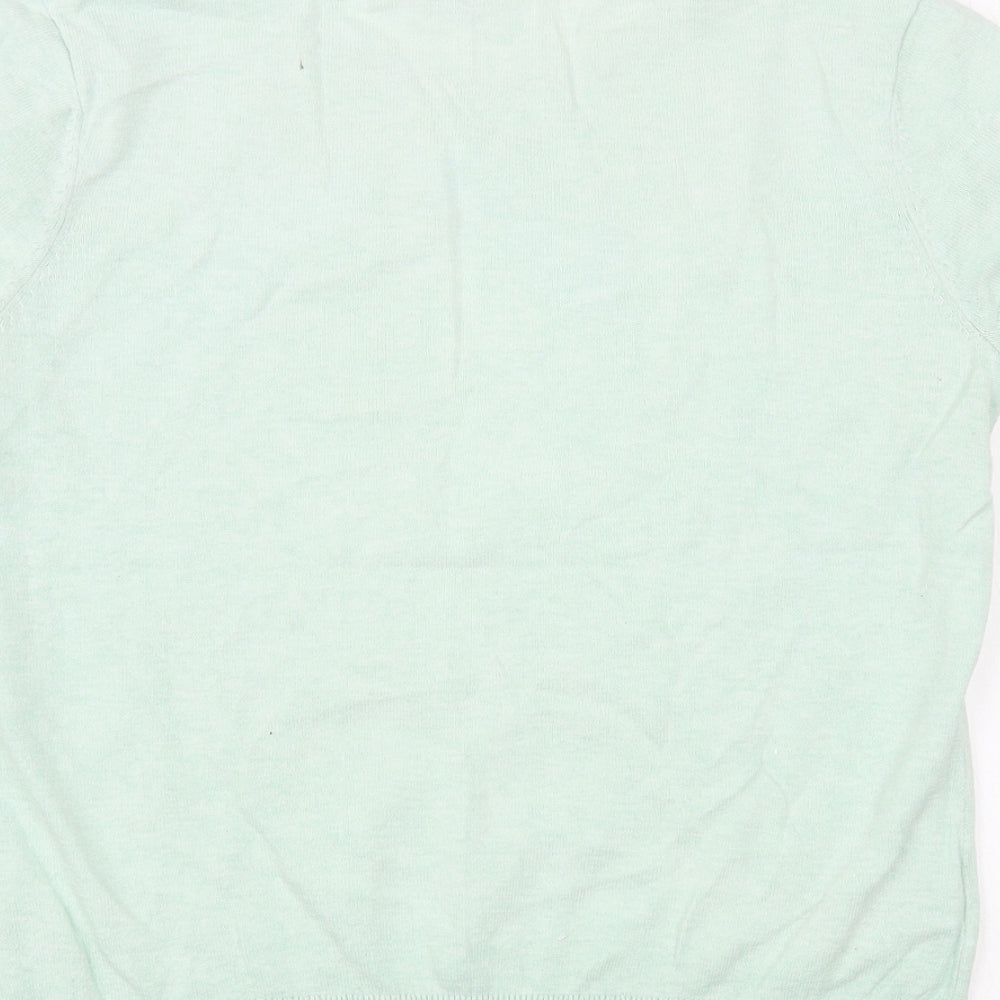 Laura Ashley Womens Green Crew Neck Cotton Pullover Jumper Size 10