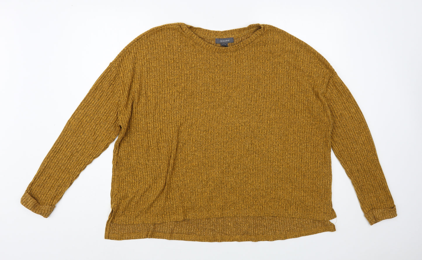 Primark Womens Yellow Boat Neck Polyester Pullover Jumper Size 18