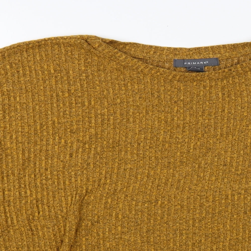 Primark Womens Yellow Boat Neck Polyester Pullover Jumper Size 18