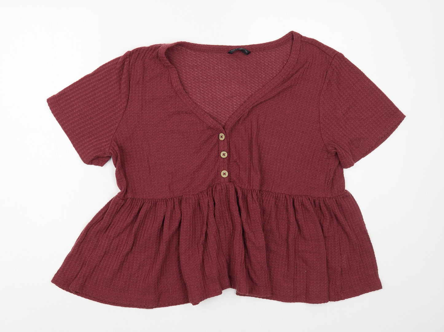 SheIn Womens Purple Polyester Basic Blouse Size XL V-Neck