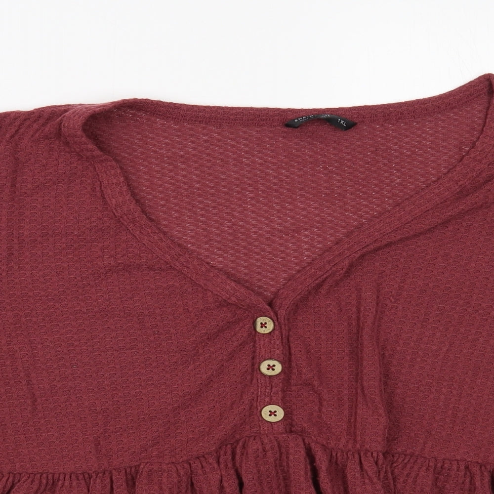 SheIn Womens Purple Polyester Basic Blouse Size XL V-Neck