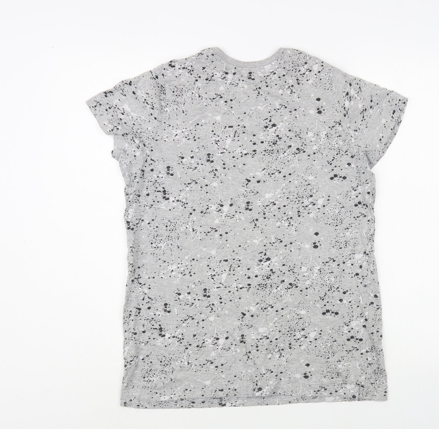 Primark Boys Grey Geometric Cotton Pullover T-Shirt Size 13-14 Years Crew Neck Pullover