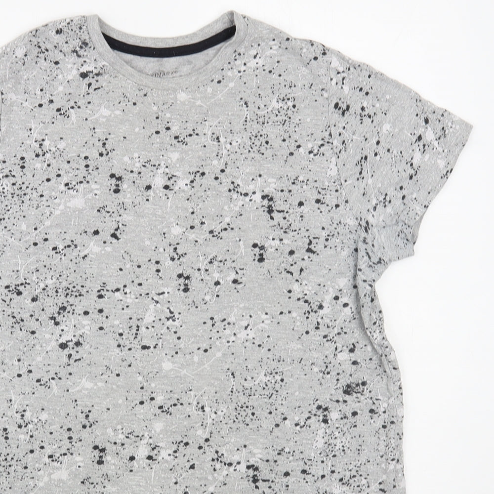Primark Boys Grey Geometric Cotton Pullover T-Shirt Size 13-14 Years Crew Neck Pullover