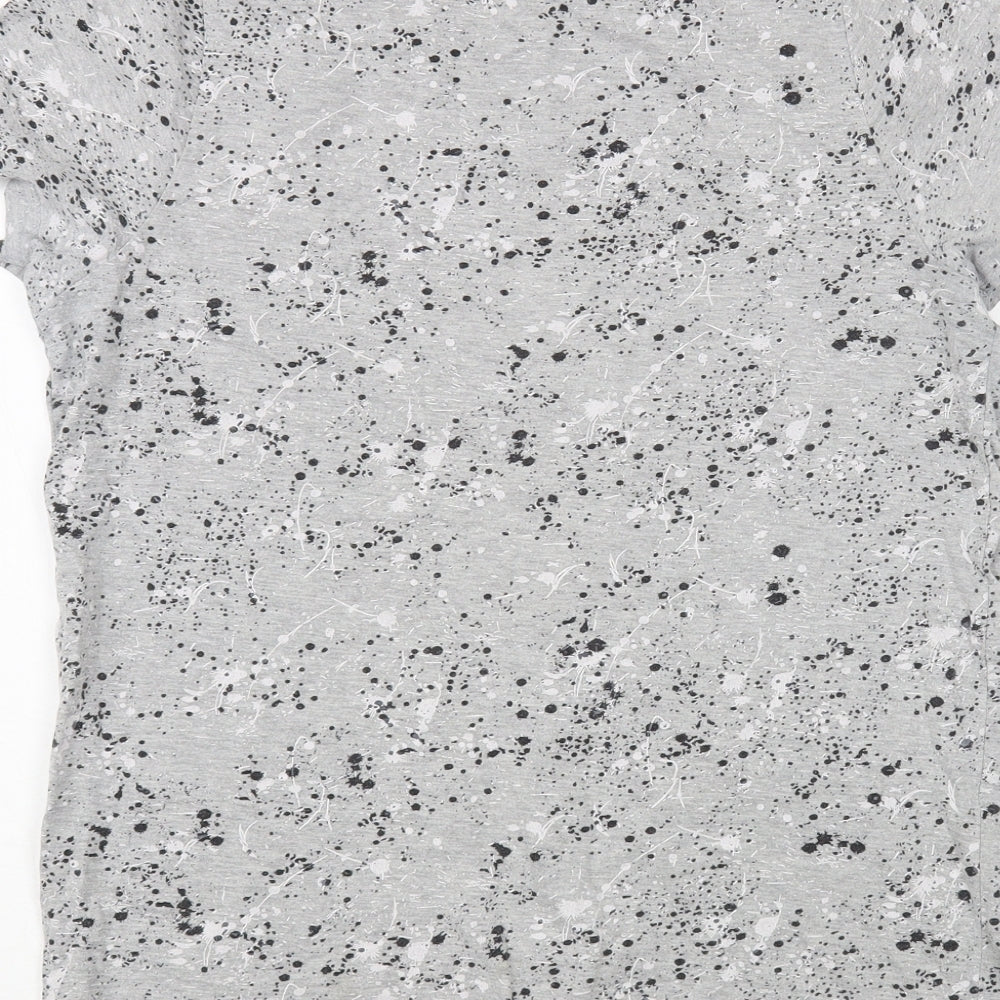 Primark Boys Grey Geometric Cotton Pullover T-Shirt Size 13-14 Years Crew Neck Pullover