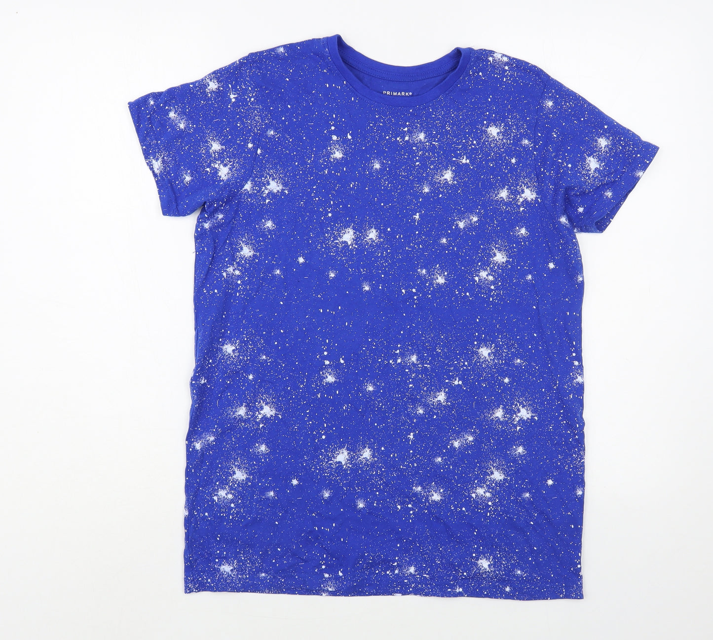 Primark Boys Blue Geometric Cotton Pullover T-Shirt Size 12-13 Years Crew Neck Pullover