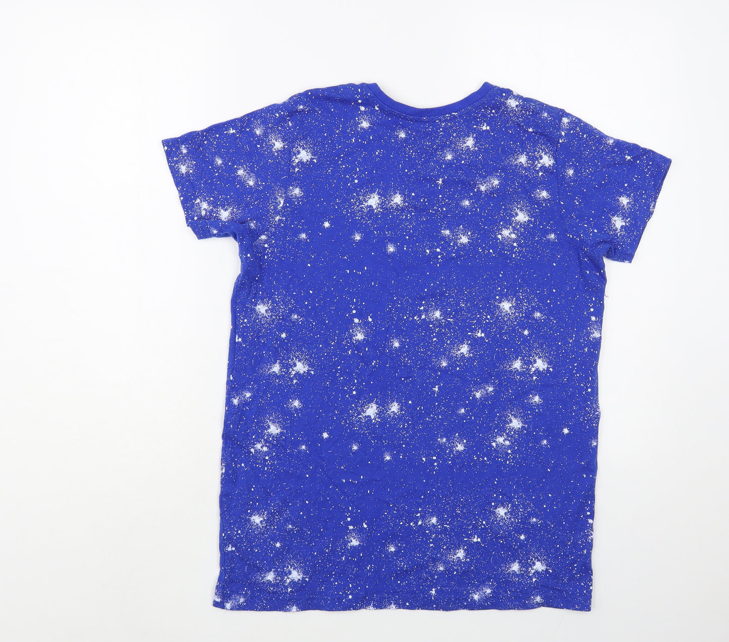Primark Boys Blue Geometric Cotton Pullover T-Shirt Size 12-13 Years Crew Neck Pullover