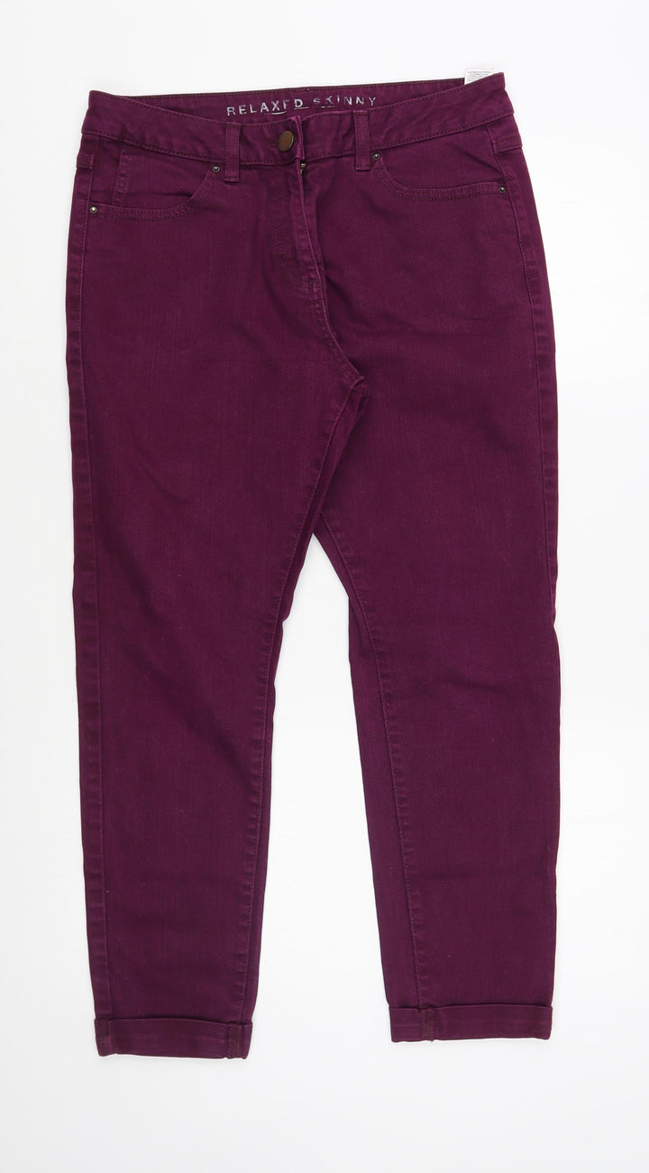 Marks and Spencer Womens Purple Cotton Skinny Jeans Size 10 L27 in Regular Button