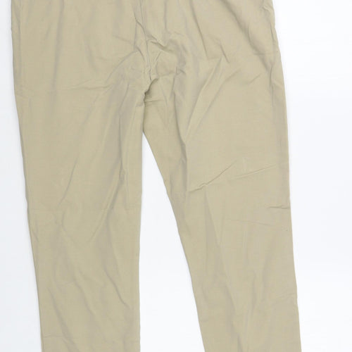 F&F Womens Beige Cotton Chino Trousers Size 12 L27 in Regular Hook & Loop