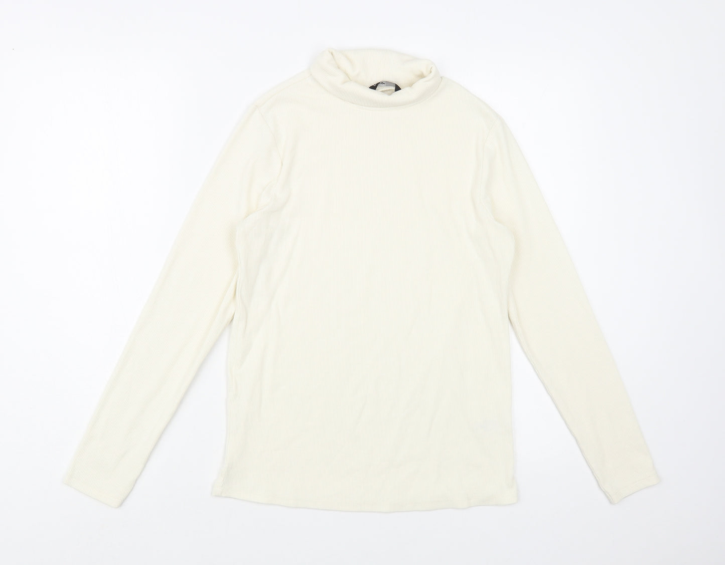 George Womens Ivory Cotton Basic T-Shirt Size 12 Roll Neck