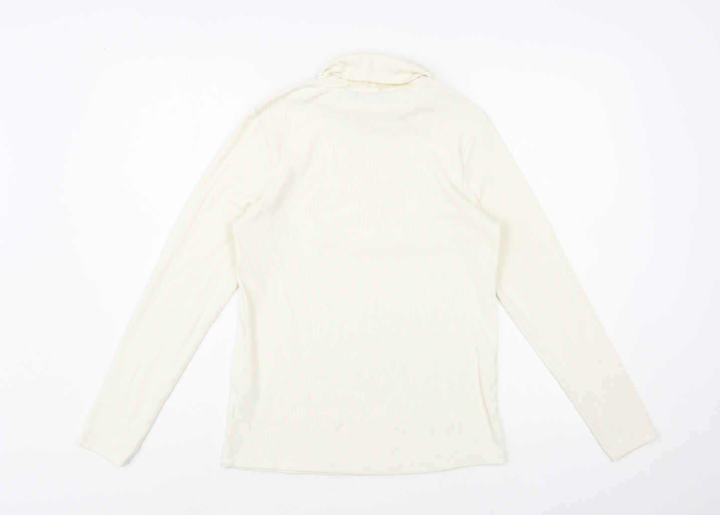 George Womens Ivory Cotton Basic T-Shirt Size 12 Roll Neck
