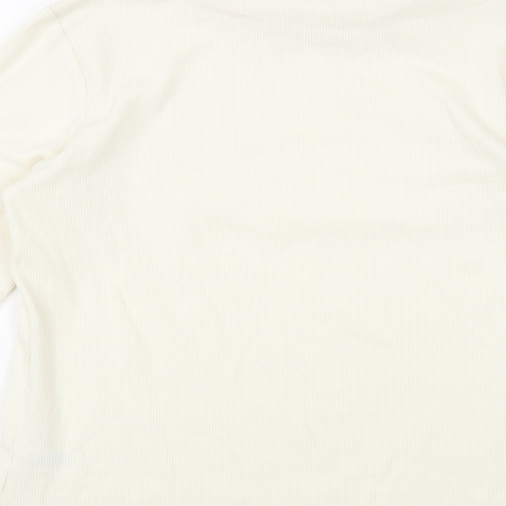 George Womens Ivory Cotton Basic T-Shirt Size 12 Roll Neck