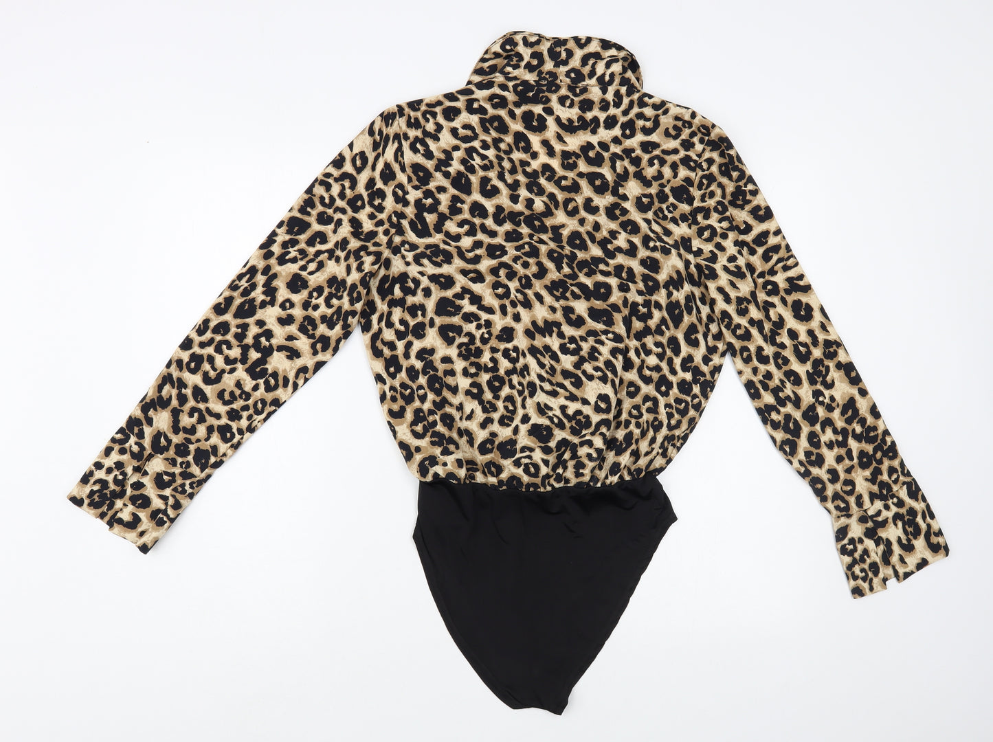 Primark Womens Beige Animal Print Polyester Bodysuit One-Piece Size 10 Snap