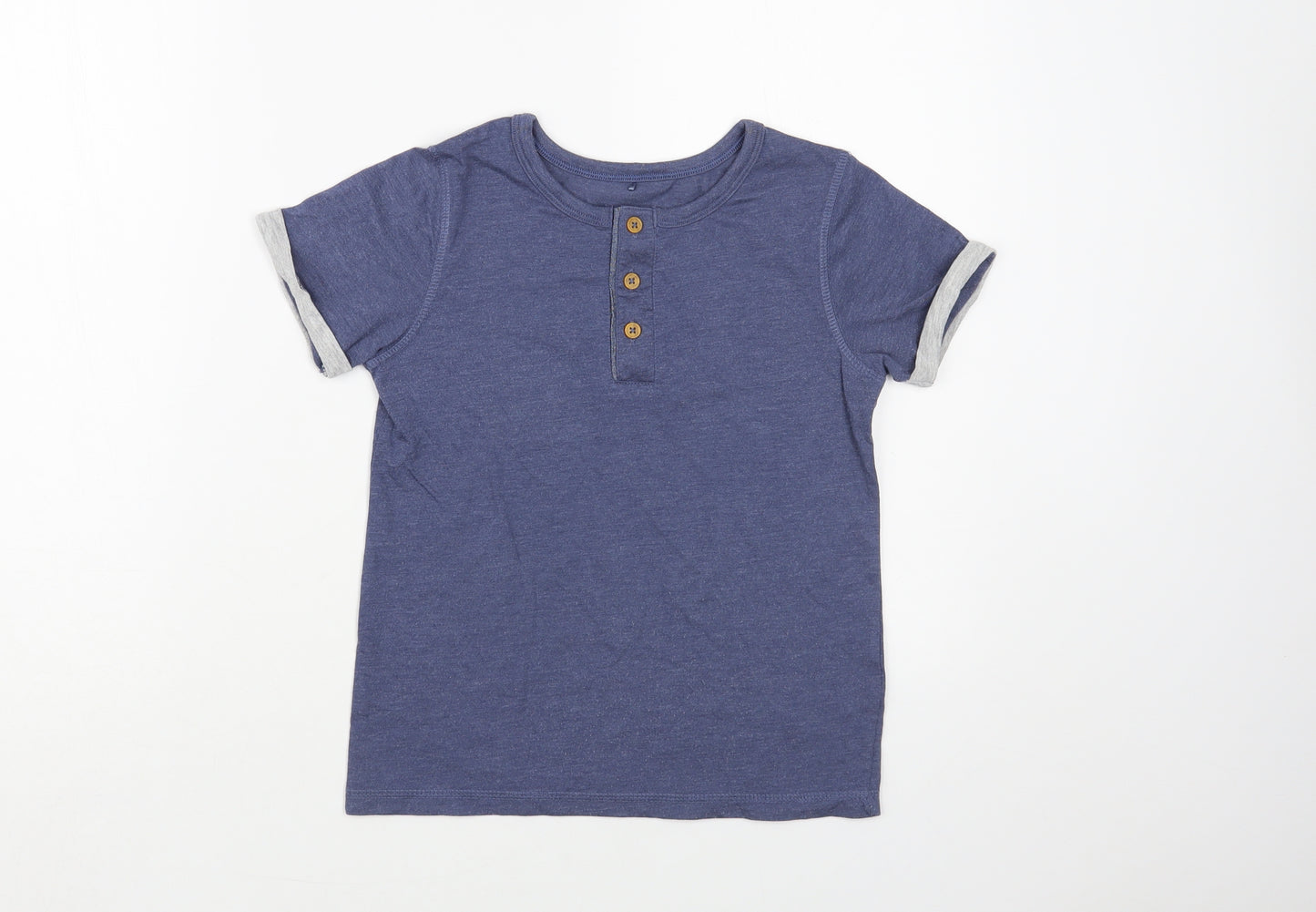 George Boys Blue Cotton Basic T-Shirt Size 9-10 Years Henley Button