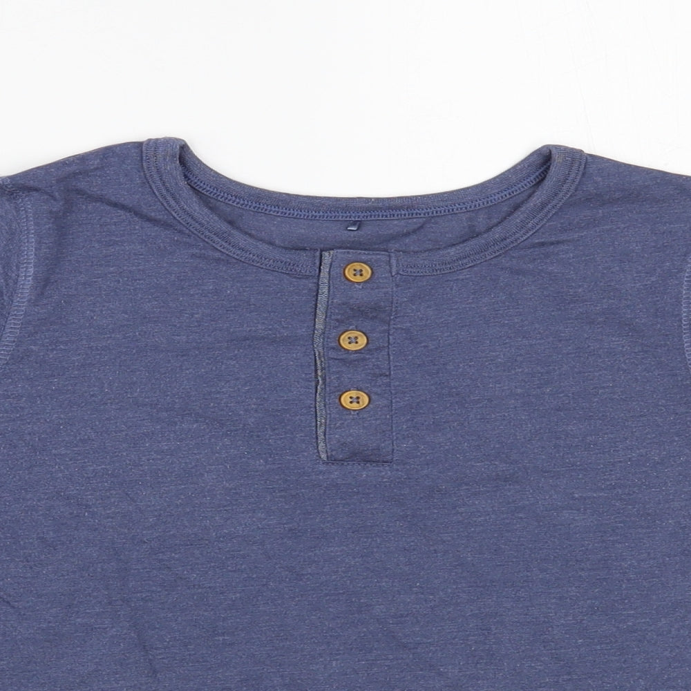 George Boys Blue Cotton Basic T-Shirt Size 9-10 Years Henley Button