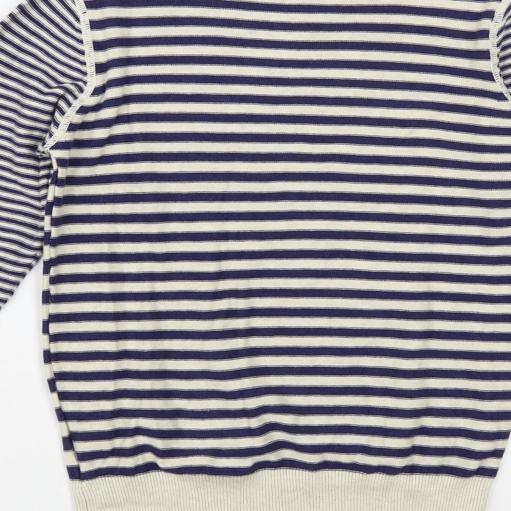 NEXT Boys Beige Crew Neck Striped Cotton Pullover Jumper Size 10 Years Pullover