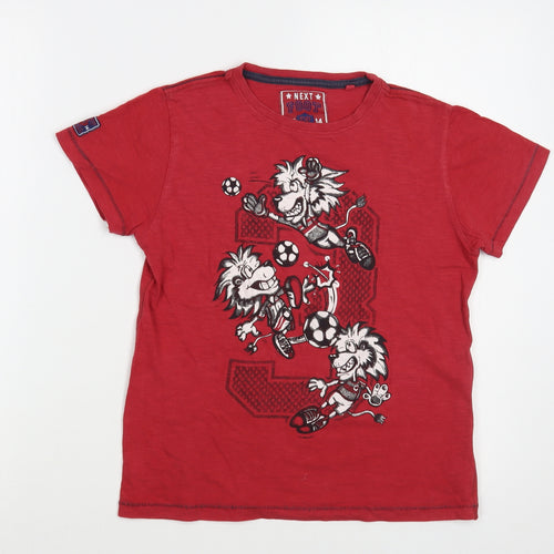 NEXT Boys Red Cotton Pullover T-Shirt Size 9 Years Crew Neck Pullover - Football
