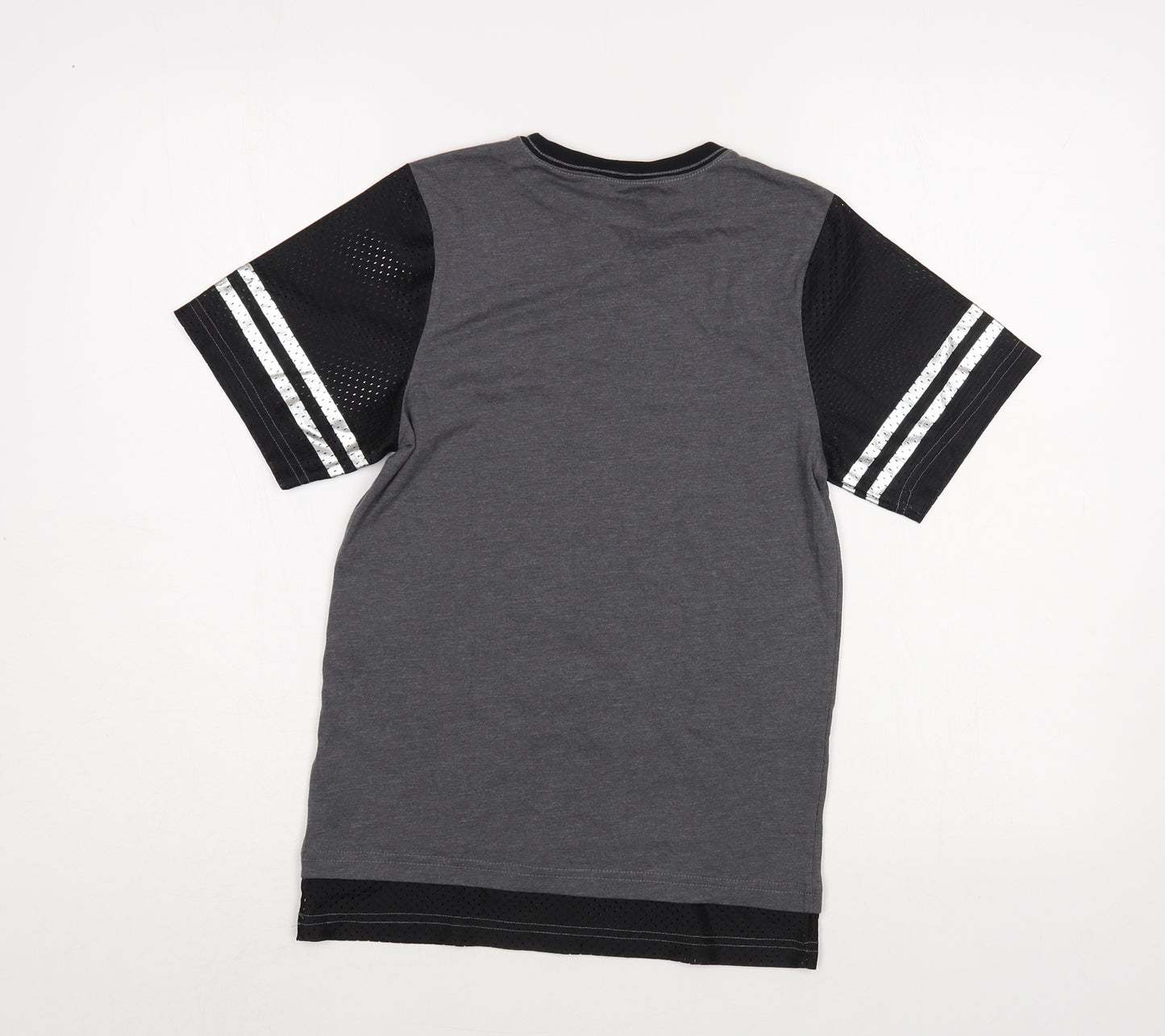 F&F Boys Grey Cotton Pullover T-Shirt Size 8-9 Years Crew Neck Pullover - Tiger