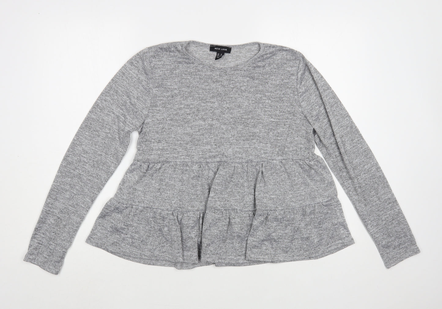 New Look Womens Grey Crew Neck Polyester Pullover Jumper Size M