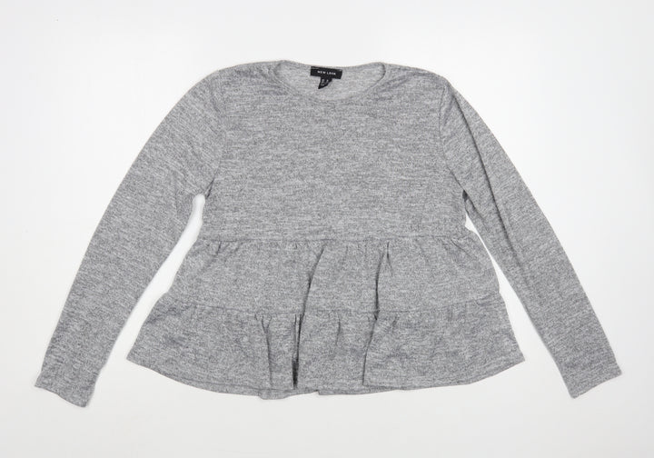 New Look Womens Grey Crew Neck Polyester Pullover Jumper Size M