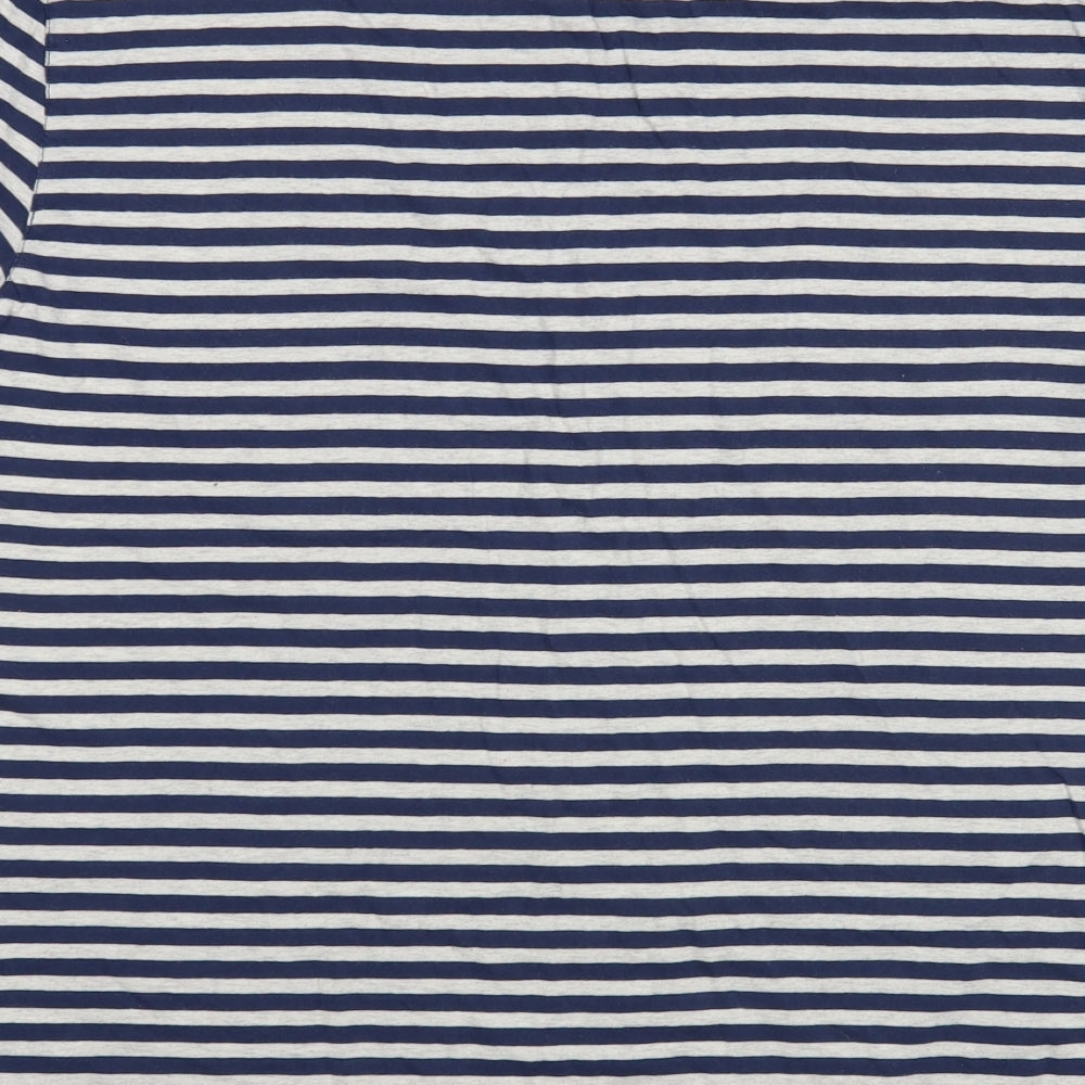 Howick Mens Blue Striped Cotton T-Shirt Size L Crew Neck