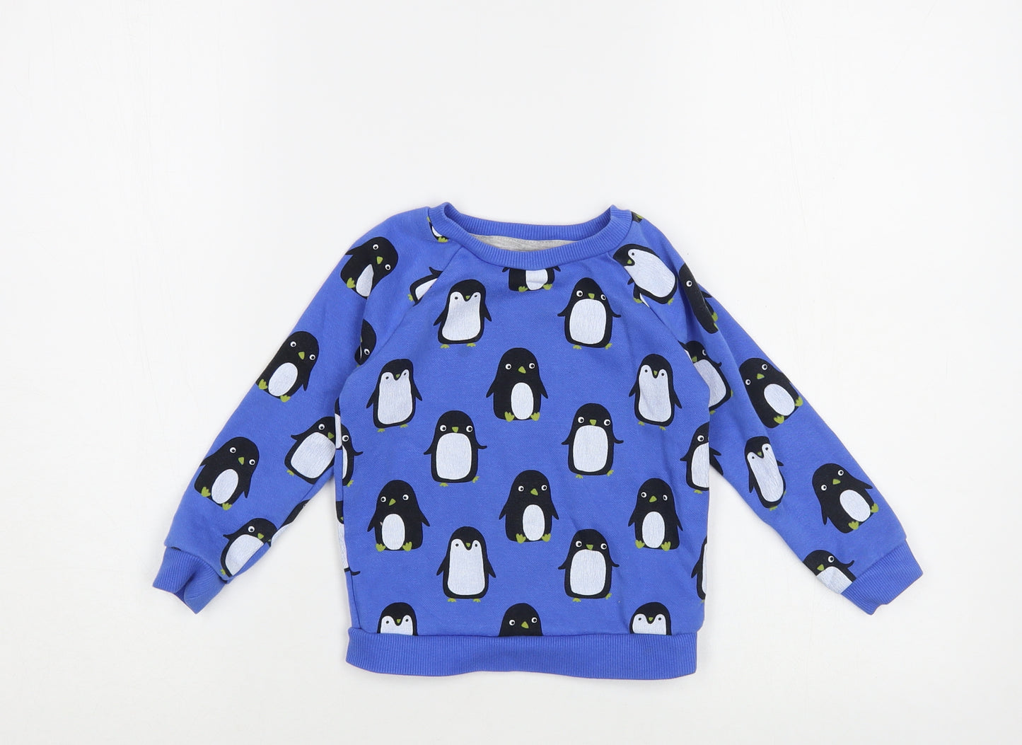 Dunnes Stores Baby Blue Geometric Cotton Pullover Jumper Size 18-24 Months Pullover - Penguin Print