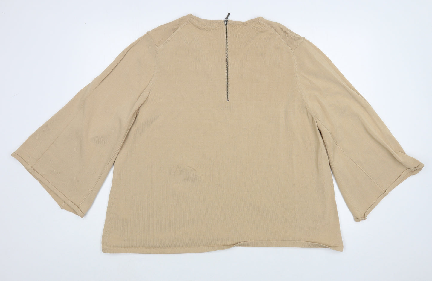 Autograph Womens Beige V-Neck Viscose Pullover Jumper Size 20