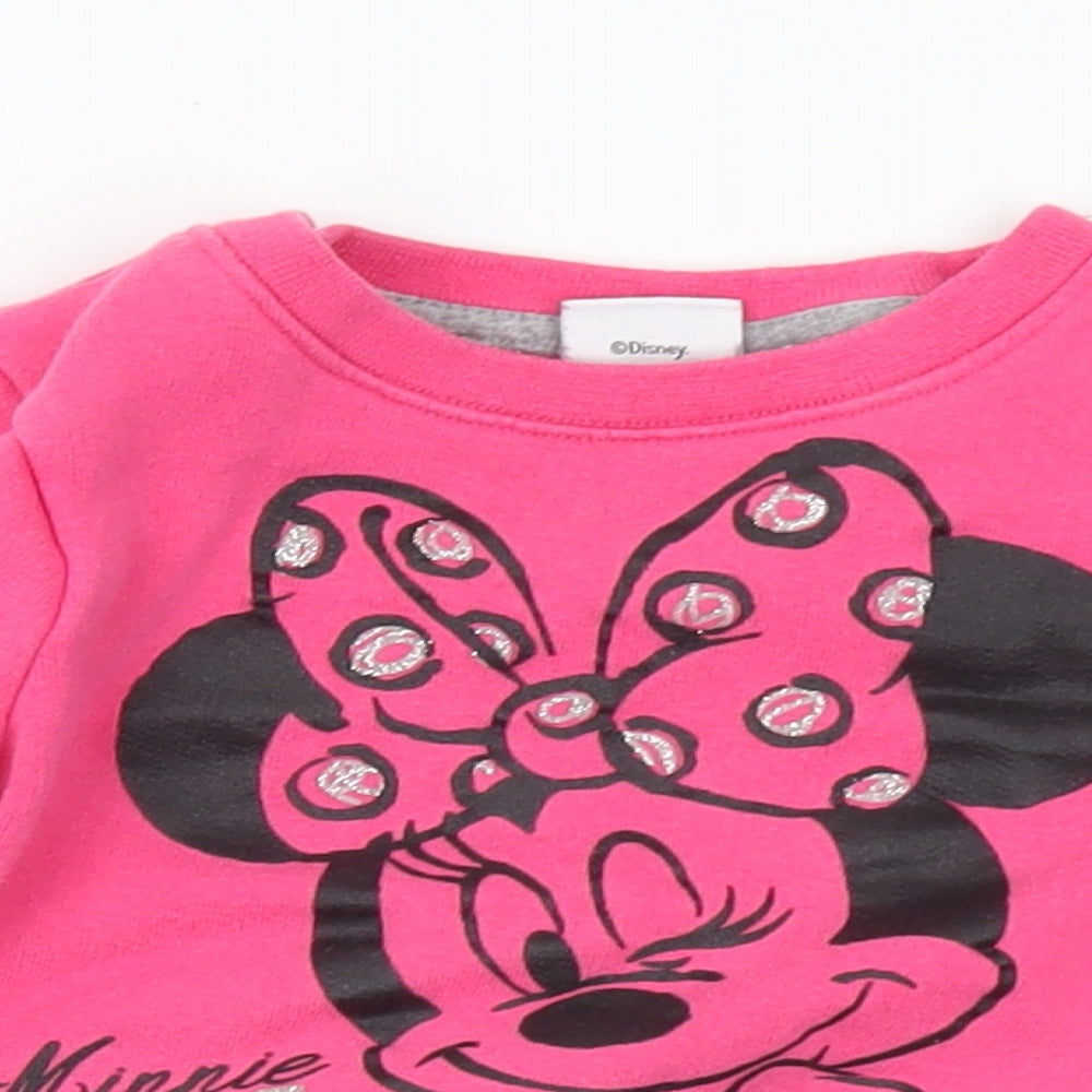 Disney Girls Pink Cotton Pullover Sweatshirt Size 2 Years - Minnie Mouse
