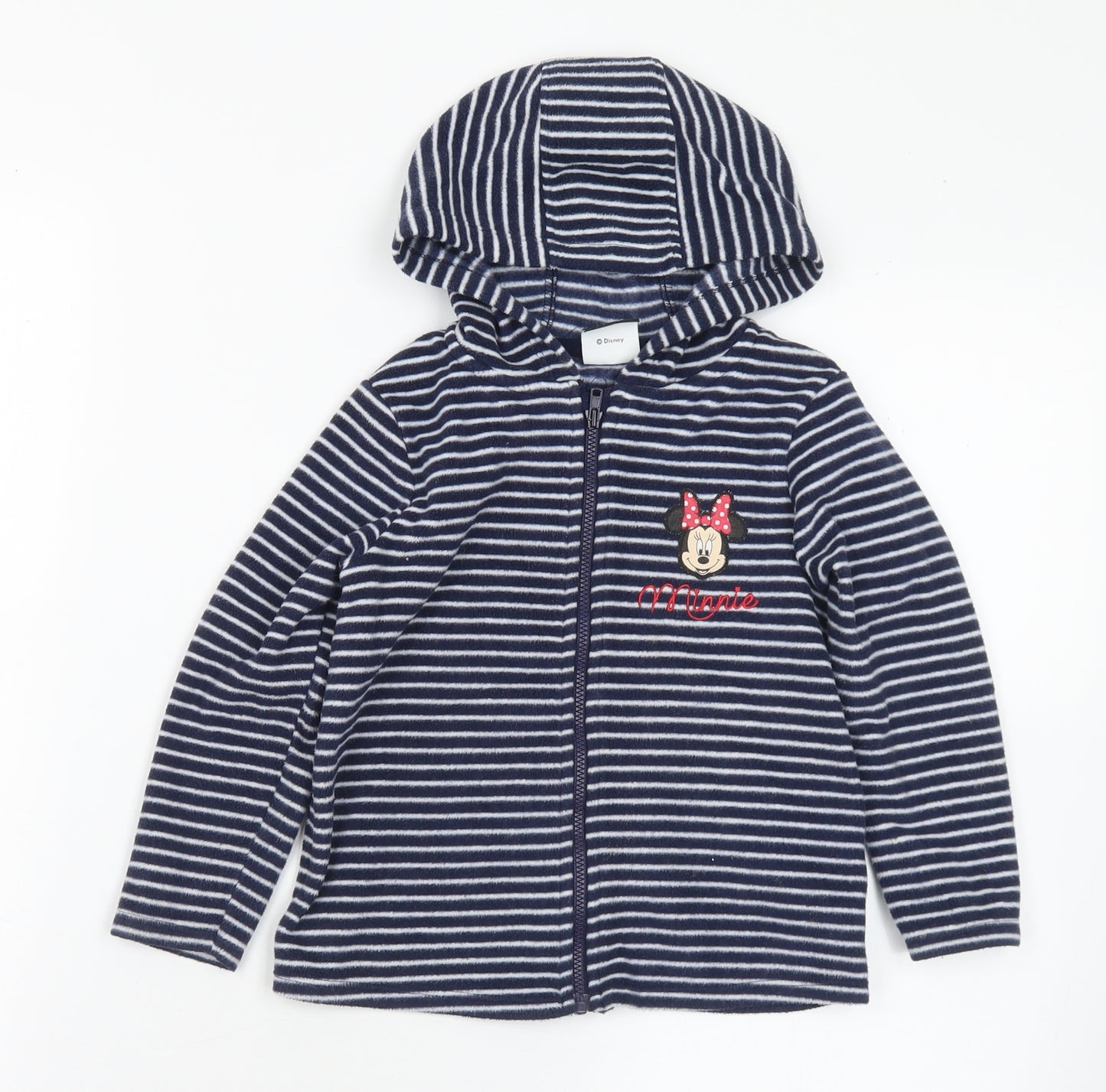 George Girls Blue Spotted Polyester Full Zip Hoodie Size 3-4 Years Zip - Minnie Mouse