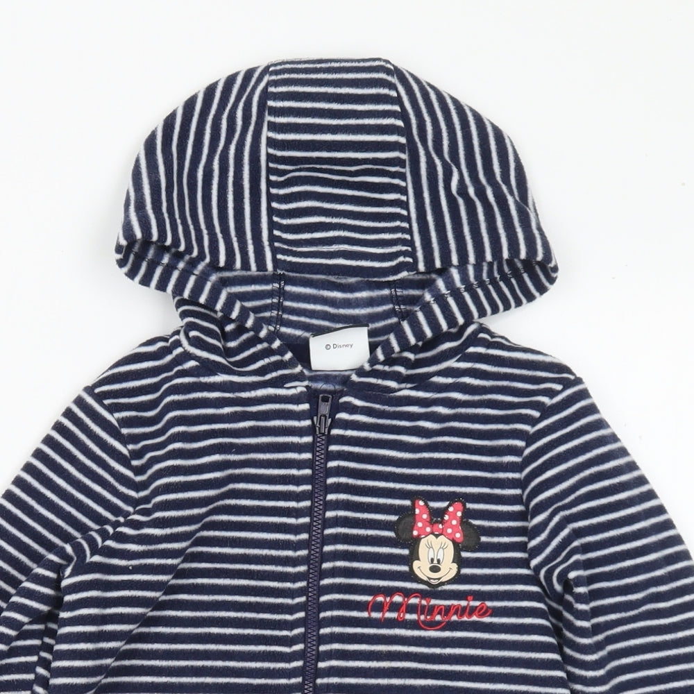 George Girls Blue Spotted Polyester Full Zip Hoodie Size 3-4 Years Zip - Minnie Mouse
