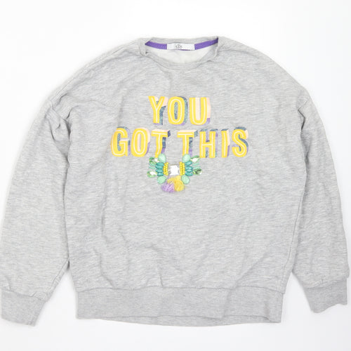 Marks and Spencer Girls Grey Cotton Pullover Sweatshirt Size 9-10 Years - You Got This