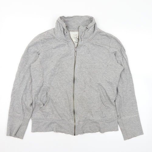 TOM TAILOR Womens Grey Cotton Full Zip Sweatshirt Size L Zip