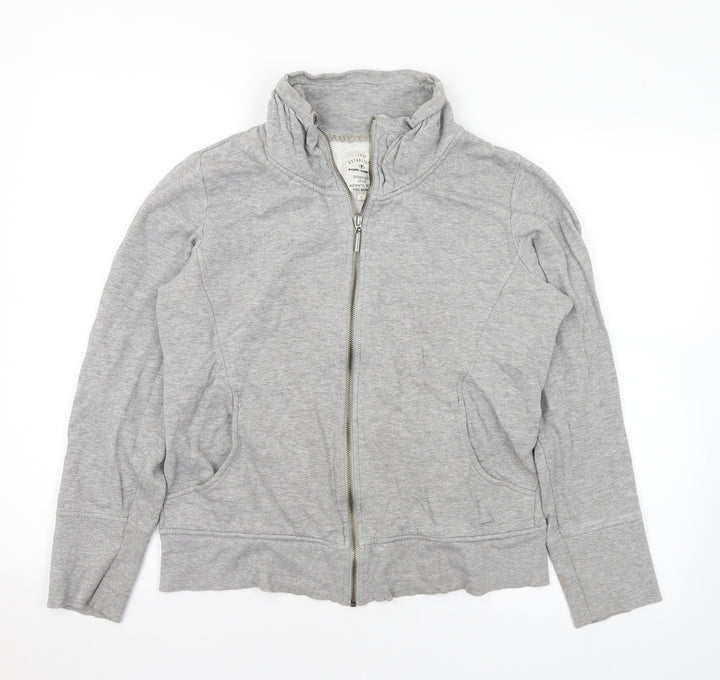 TOM TAILOR Womens Grey Cotton Full Zip Sweatshirt Size L Zip