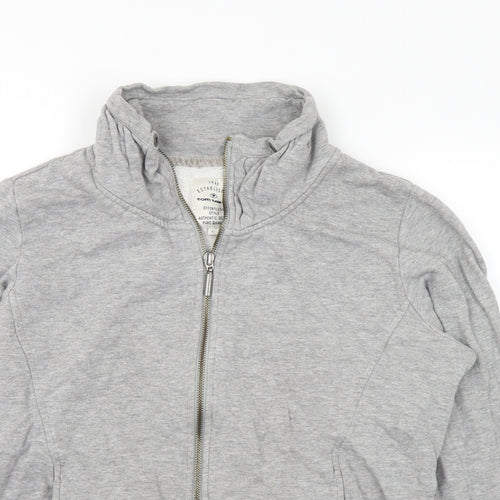 TOM TAILOR Womens Grey Cotton Full Zip Sweatshirt Size L Zip