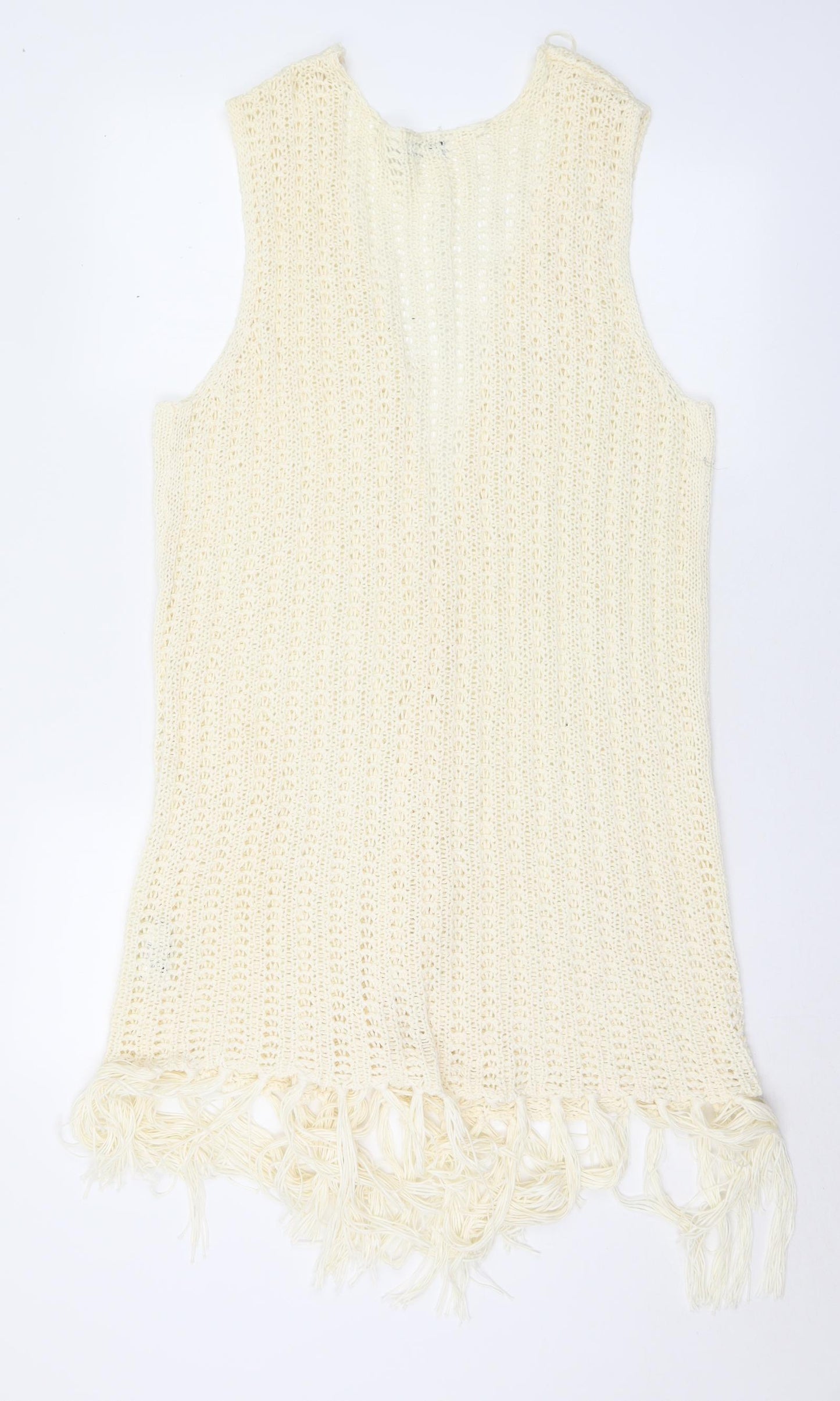 Influx Womens Ivory V-Neck Acrylic Cardigan Jumper Size 14