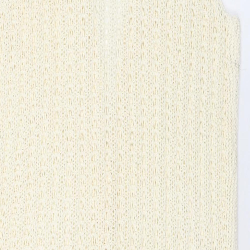 Influx Womens Ivory V-Neck Acrylic Cardigan Jumper Size 14