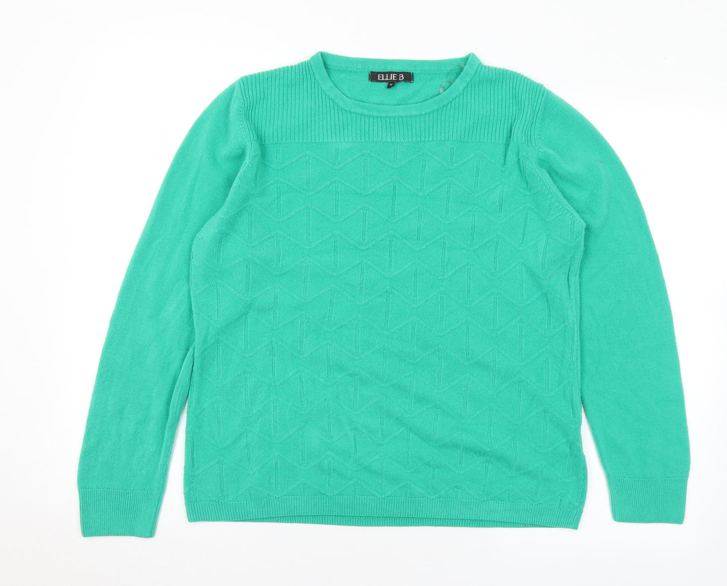 ELLIE B Womens Green Crew Neck Acrylic Pullover Jumper Size XL