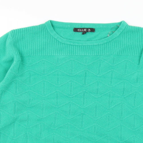 ELLIE B Womens Green Crew Neck Acrylic Pullover Jumper Size XL
