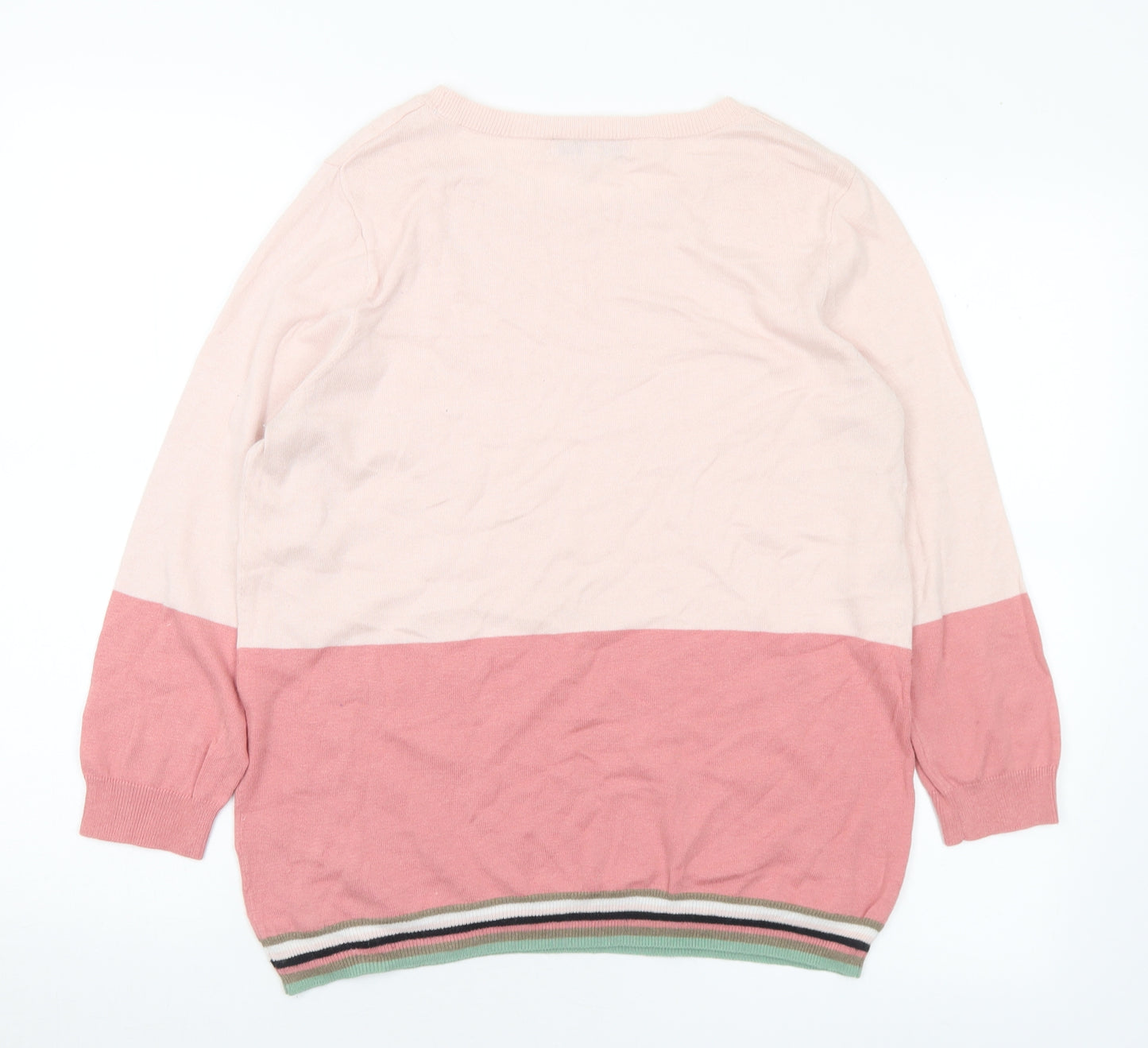 NEXT Womens Pink Round Neck Cotton Pullover Jumper Size 14