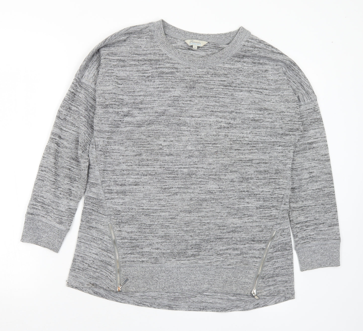 Peacocks Womens Grey Crew Neck Polyester Pullover Jumper Size 12