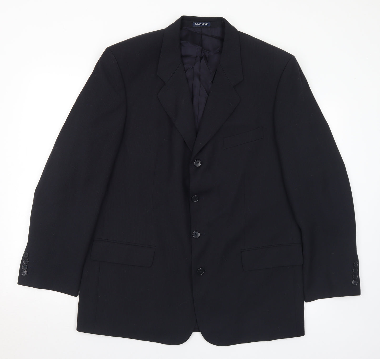 David Moss Mens Black Polyester Jacket Suit Jacket Size 44
