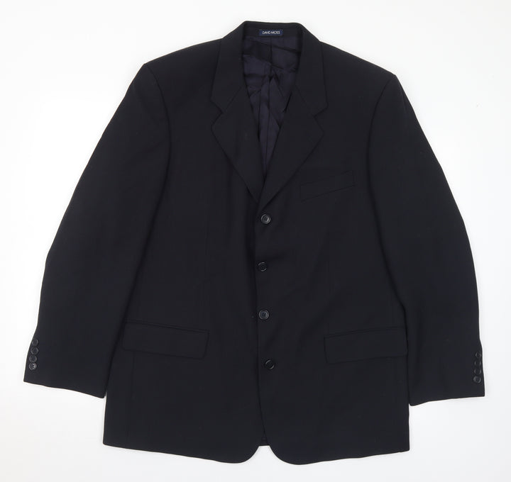 David Moss Mens Black Polyester Jacket Suit Jacket Size 44