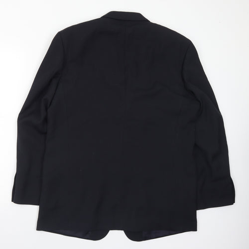 David Moss Mens Black Polyester Jacket Suit Jacket Size 44