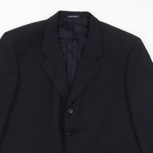 David Moss Mens Black Polyester Jacket Suit Jacket Size 44