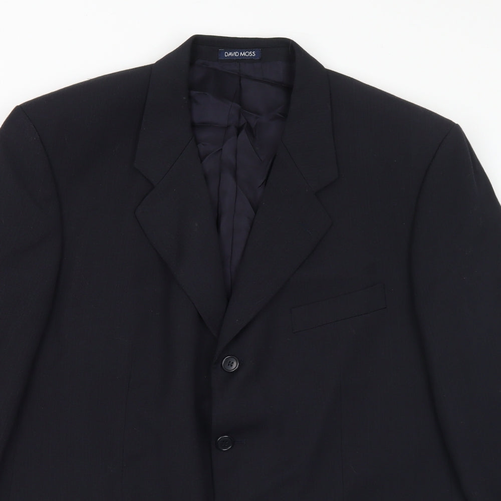 David Moss Mens Black Polyester Jacket Suit Jacket Size 44