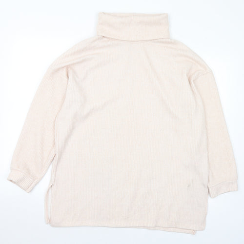 New Look Womens Pink Roll Neck Polyester Pullover Jumper Size L