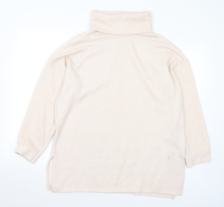 New Look Womens Pink Roll Neck Polyester Pullover Jumper Size L