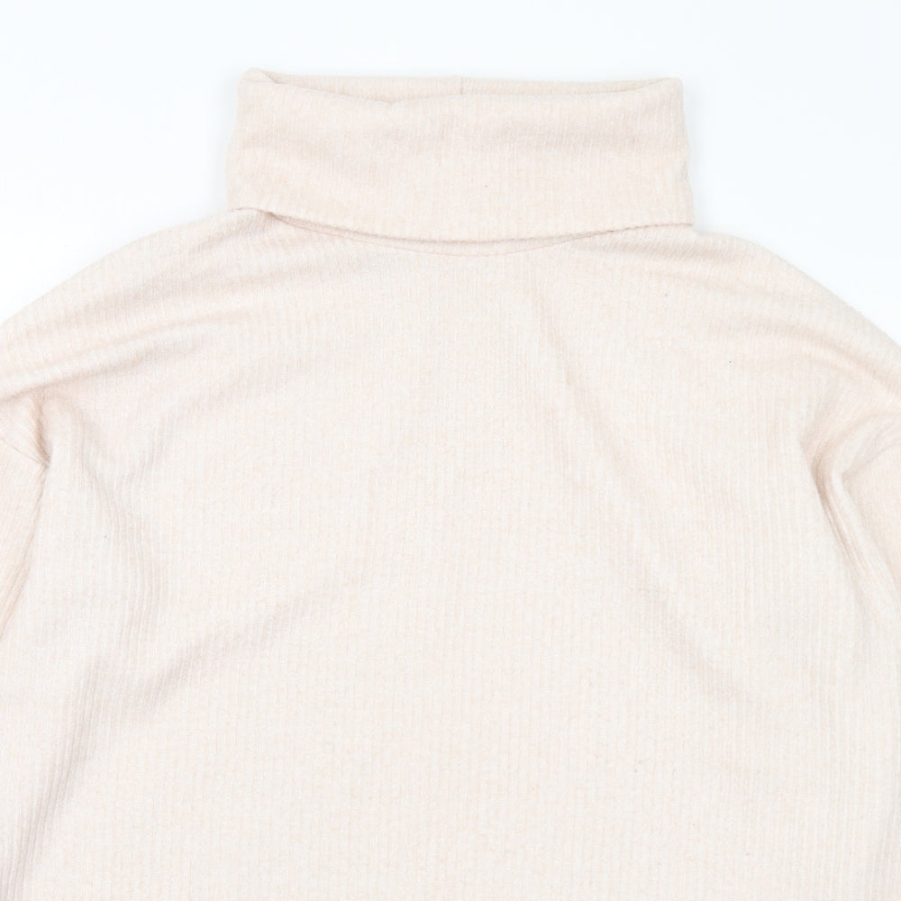 New Look Womens Pink Roll Neck Polyester Pullover Jumper Size L