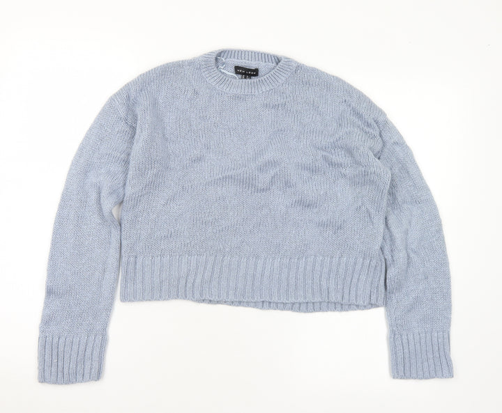 New Look Womens Blue Crew Neck Acrylic Pullover Jumper Size S