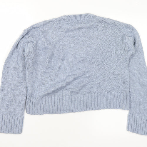 New Look Womens Blue Crew Neck Acrylic Pullover Jumper Size S